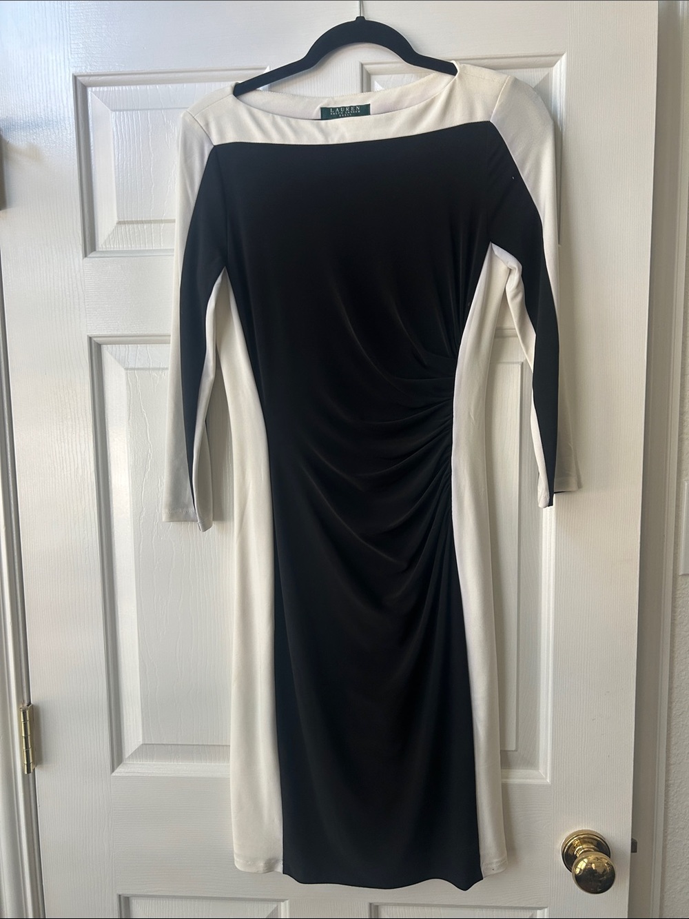 Lauren Ralph Lauren Black and White Long Sleeve Sheath Dress